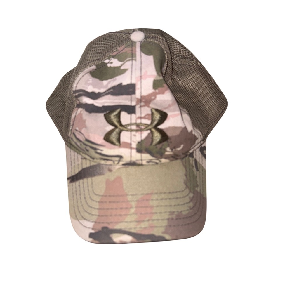Under Armour Trucker Hat OSFA Camo Brown Mesh Snapback Logo Cap